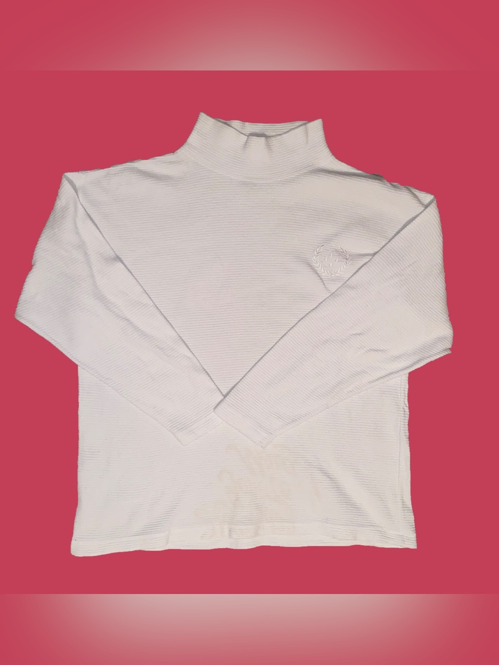 Talbots White Long Sleeve Mock Neck Top